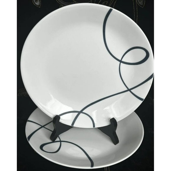 Corelle By Corning Kitchen Corelle Lia Set Of 2 Lunch Salad Plates C28 White Navy Splash Of
